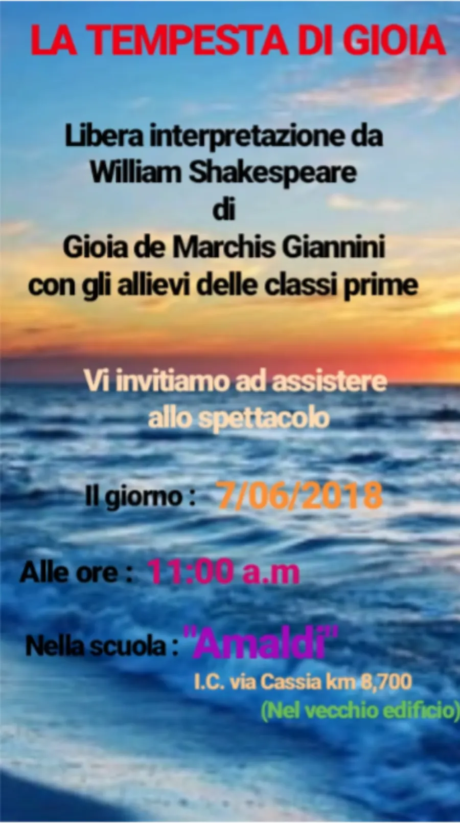 La tempesta di gioia, regia di Agostino Marfella